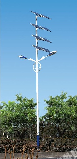 8-12米蓝色螺旋臂LED双灯头太阳能路灯TYN-01806  